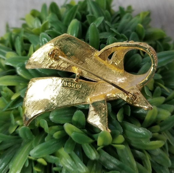 Vintage enameled signed BSK brooch - Picture 8 of 8